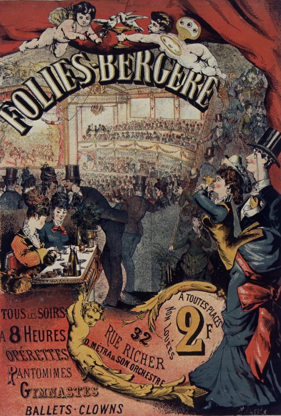 Афиша «Фоли-Бержер» 1874 года, созданная современником Мухи