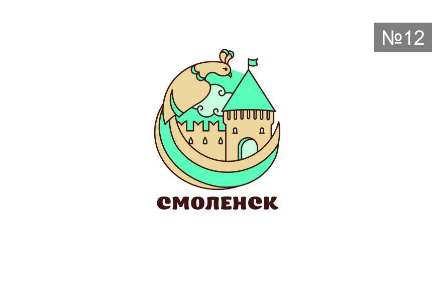 Графическая составляющая представляет собой композицию элементов, символизирующих город: Гамаюн (элемент герба), Смоленская Крепостная стена. 