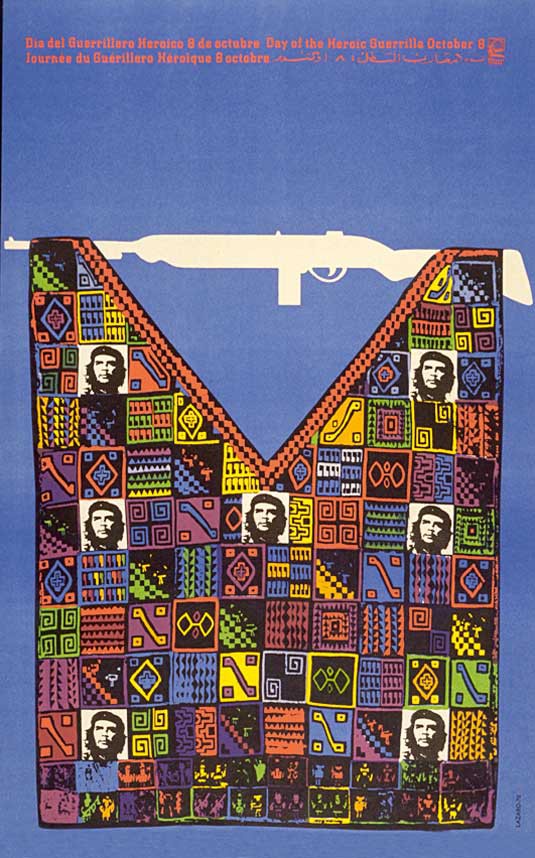 Лазаро Абреу разработал этот красочный плакат, чтобы отметить День героического партизана в 1970 году.