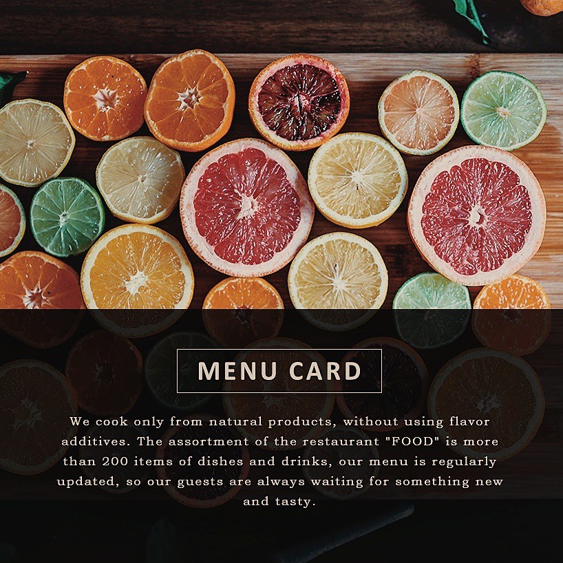 Second page with menu card